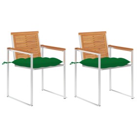 Garden chairs with cushions 2 pcs solid acacia wood and steel by vidaXL, Garden chairs - Ref: Foro24-3061508, Price: 261,99 €...