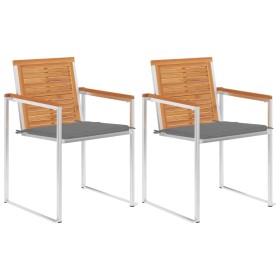 Garden chairs with cushions 2 pcs solid acacia wood and steel by vidaXL, Garden chairs - Ref: Foro24-3061489, Price: 246,99 €...