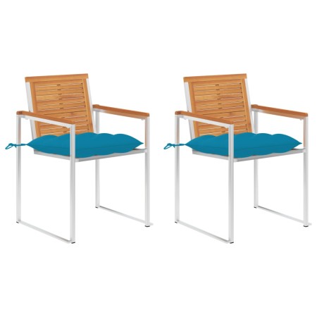 Garden chairs with cushions 2 pcs solid acacia wood and steel by vidaXL, Garden chairs - Ref: Foro24-3061507, Price: 261,67 €...