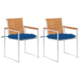 Garden chairs with cushions 2 pcs solid acacia wood and steel by vidaXL, Garden chairs - Ref: Foro24-3061513, Price: 261,99 €...