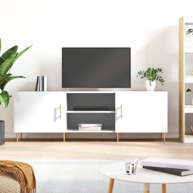 Glossy white engineered wood TV cabinet 150x30x50 cm by vidaXL, TV Furniture - Ref: Foro24-829086, Price: 104,99 €, Discount: %