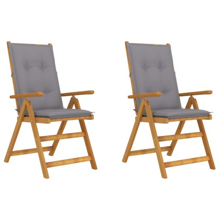 Reclining garden chairs 2 pcs solid acacia wood cushions by vidaXL, Garden chairs - Ref: Foro24-3064075, Price: 173,99 €, Dis...