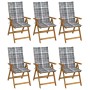 Folding garden chairs 6 units and solid acacia wood cushions by vidaXL, Garden chairs - Ref: Foro24-3064133, Price: 485,95 €,...