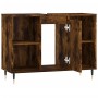 Engineered wood bathroom furniture in smoked oak, 80x33x60 cm. by vidaXL, bathroom vanities - Ref: Foro24-831625, Price: 65,9...