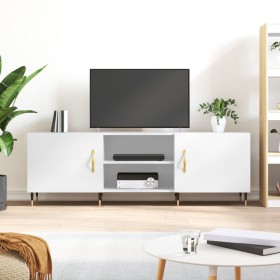 Glossy white engineered wood TV cabinet 150x30x50 cm by vidaXL, TV Furniture - Ref: Foro24-829078, Price: 97,83 €, Discount: %