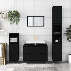 Black engineered wood bathroom cabinet 80x33x60 cm by vidaXL, bathroom vanities - Ref: Foro24-831645, Price: 86,66 €, Discoun...