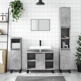 Mueble de baño madera de ingeniería gris hormigón 80x33x60 cm de vidaXL, Tocadores de baño - Ref: Foro24-831640, Precio: 64,9...