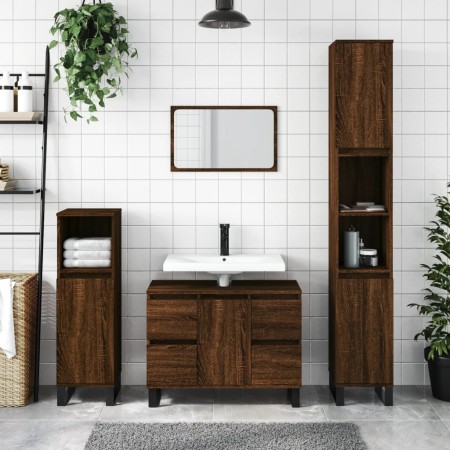 Engineered wood bathroom furniture in brown oak, 80x33x60 cm. by vidaXL, bathroom vanities - Ref: Foro24-831667, Price: 76,99...