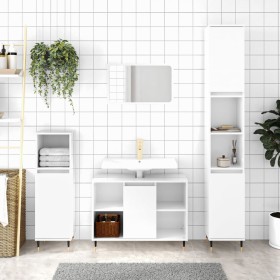 Glossy white engineered wood bathroom cabinet 80x33x60 cm by vidaXL, bathroom vanities - Ref: Foro24-831622, Price: 67,61 €, ...