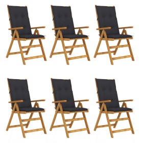 Folding garden chairs 6 pcs solid acacia wood and cushions by vidaXL, Garden chairs - Ref: Foro24-3064134, Price: 475,51 €, D...