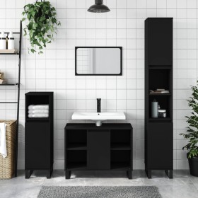 Mueble de baño madera de ingeniería negro 80x33x60 cm de vidaXL, Tocadores de baño - Ref: Foro24-831637, Precio: 59,99 €, Des...