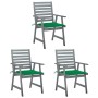 Garden dining chairs 3 units solid acacia wood and cushions by vidaXL, Garden chairs - Ref: Foro24-3064433, Price: 273,97 €, ...