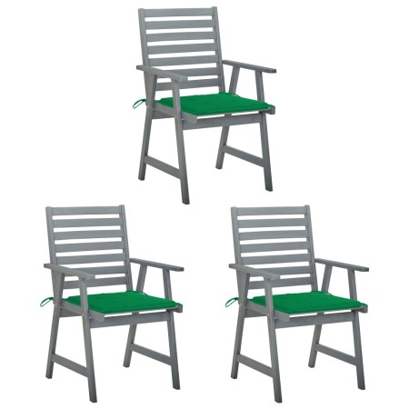 Garden dining chairs 3 units solid acacia wood and cushions by vidaXL, Garden chairs - Ref: Foro24-3064433, Price: 273,97 €, ...