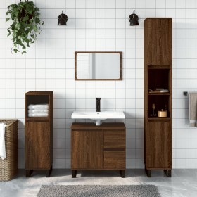 Armario de baño madera contrachapada marrón roble 65x33x60 cm de vidaXL, Tocadores de baño - Ref: Foro24-831619, Precio: 64,5...