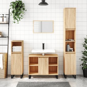 Engineered wood bathroom furniture in Sonoma oak, 80x33x60 cm. by vidaXL, bathroom vanities - Ref: Foro24-831631, Price: 57,9...