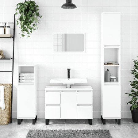 Glossy white engineered wood bathroom cabinet 80x33x60 cm by vidaXL, bathroom vanities - Ref: Foro24-831662, Price: 114,79 €,...