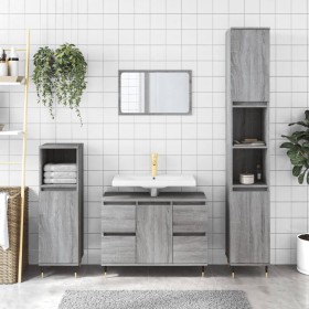 Engineered wood bathroom furniture in Sonoma gray, 80x33x60 cm. by vidaXL, bathroom vanities - Ref: Foro24-831650, Price: 71,...