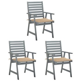 Garden dining chairs 3 units solid acacia wood and cushions by vidaXL, Garden chairs - Ref: Foro24-3064431, Price: 259,98 €, ...