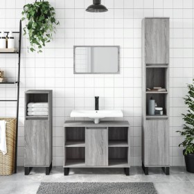 Sonoma gray engineered wood bathroom cabinet 80x33x60 cm by vidaXL, bathroom vanities - Ref: Foro24-831642, Price: 66,99 €, D...