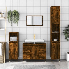 Smoked oak engineered wood bathroom cabinet 80x33x60 cm by vidaXL, bathroom vanities - Ref: Foro24-831649, Price: 79,73 €, Di...