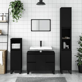 Black engineered wood bathroom cabinet 80x33x60 cm by vidaXL, bathroom vanities - Ref: Foro24-831661, Price: 84,74 €, Discoun...