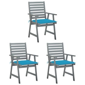 Garden dining chairs 3 units solid acacia wood and cushions by vidaXL, Garden chairs - Ref: Foro24-3064432, Price: 240,79 €, ...