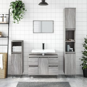 Sonoma gray engineered wood bathroom cabinet 80x33x60 cm by vidaXL, bathroom vanities - Ref: Foro24-831658, Price: 83,05 €, D...