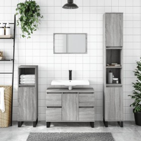 Sonoma gray engineered wood bathroom cabinet 80x33x60 cm by vidaXL, bathroom vanities - Ref: Foro24-831666, Price: 76,13 €, D...