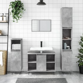 Mueble de baño madera de ingeniería gris hormigón 80x33x60 cm de vidaXL, Tocadores de baño - Ref: Foro24-831632, Precio: 54,2...