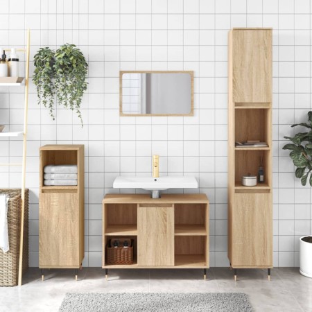 Mueble de baño madera de ingeniería roble Sonoma 80x33x60 cm de vidaXL, Tocadores de baño - Ref: Foro24-831623, Precio: 65,87...