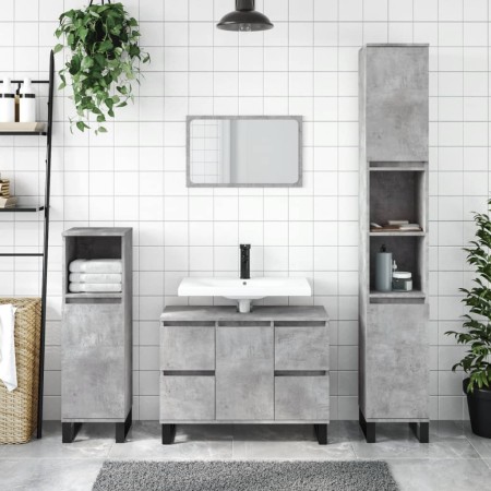 Mueble de baño madera de ingeniería gris hormigón 80x33x60 cm de vidaXL, Tocadores de baño - Ref: Foro24-831664, Precio: 93,4...