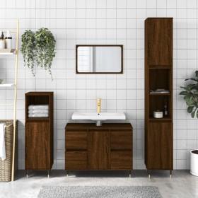 Brown oak engineered wood bathroom cabinet 80x33x60 cm by vidaXL, bathroom vanities - Ref: Foro24-831651, Price: 81,99 €, Dis...