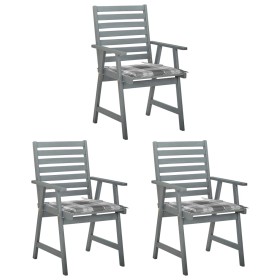 Garden dining chairs 3 units solid acacia wood and cushions by vidaXL, Garden chairs - Ref: Foro24-3064442, Price: 251,06 €, ...