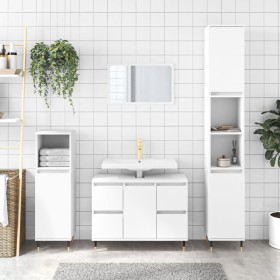 Engineered wood bathroom cabinet in white, 80x33x60 cm by vidaXL, bathroom vanities - Ref: Foro24-831644, Price: 81,12 €, Dis...