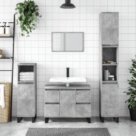 Bathroom cabinet made of gray concrete plywood, 30x30x100 cm. by vidaXL, bathroom vanities - Ref: Foro24-831568, Price: 56,54...