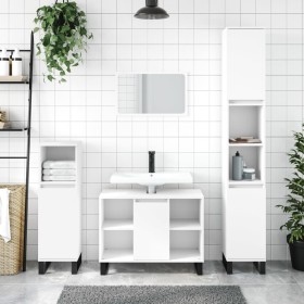 Mueble de baño madera de ingeniería blanco 80x33x60 cm de vidaXL, Tocadores de baño - Ref: Foro24-831636, Precio: 59,99 €, De...