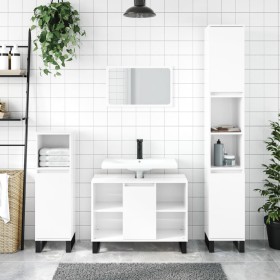 Mueble de baño madera de ingeniería blanco brillo 80x33x60 cm de vidaXL, Tocadores de baño - Ref: Foro24-831638, Precio: 62,9...