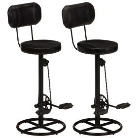 Kitchen stools 2 units genuine black goat leather by vidaXL, Kitchen stools - Ref: Foro24-338216, Price: 213,81 €, Discount: %