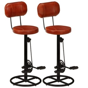 Kitchen stools 2 pcs black and brown genuine goatskin by vidaXL, Kitchen stools - Ref: Foro24-338215, Price: 206,28 €, Discou...