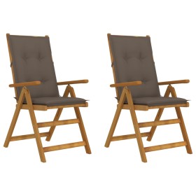 Reclining garden chairs 2 pcs solid acacia wood cushions by vidaXL, Garden chairs - Ref: Foro24-3064082, Price: 173,99 €, Dis...