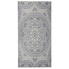 Alfombra de exterior de tejido plano rayas azules 100x200 cm de vidaXL, Alfombras - Ref: Foro24-340829, Precio: 33,99 €, Desc...