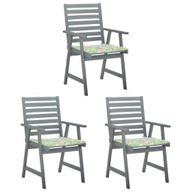 Garden dining chairs 3 units solid acacia wood and cushions by vidaXL, Garden chairs - Ref: Foro24-3064440, Price: 270,19 €, ...