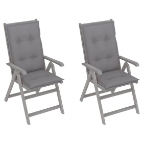 Reclining garden chairs 2 pcs solid acacia wood cushions by vidaXL, Garden chairs - Ref: Foro24-3064714, Price: 147,99 €, Dis...