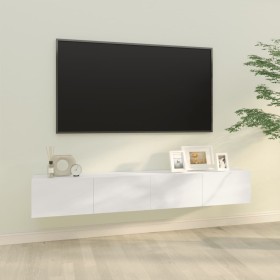 Mueble de TV pared 2 uds madera blanco brillante 100x30x30 cm de vidaXL, Muebles TV - Ref: Foro24-804550, Precio: 105,99 €, D...