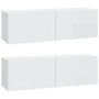 TV wall cabinet 2 pcs glossy white wood 100x30x30 cm by vidaXL, TV Furniture - Ref: Foro24-804550, Price: 117,67 €, Discount: %