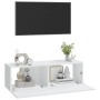 TV wall furniture 2 units white engineered wood 100x30x30 cm by vidaXL, TV Furniture - Ref: Foro24-804544, Price: 93,88 €, Di...