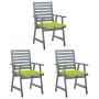 Garden dining chairs 3 units solid acacia wood and cushions by vidaXL, Garden chairs - Ref: Foro24-3064439, Price: 274,28 €, ...