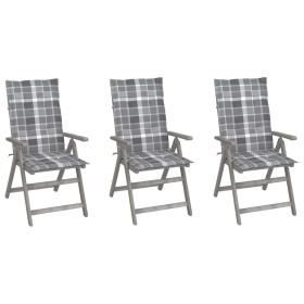 Reclining garden chairs 3 pcs solid acacia wood cushions by vidaXL, Garden chairs - Ref: Foro24-3064742, Price: 216,88 €, Dis...