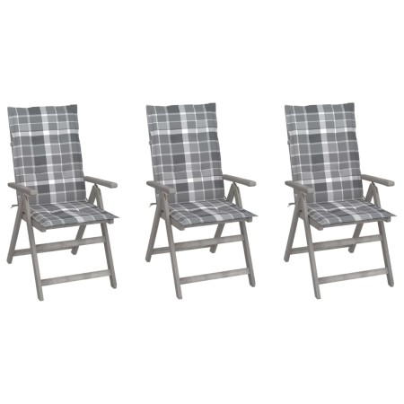 Reclining garden chairs 3 pcs solid acacia wood cushions by vidaXL, Garden chairs - Ref: Foro24-3064742, Price: 210,99 €, Dis...