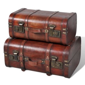 Brown vintage wooden chest trunk 2 units by vidaXL, Storage trunks - Ref: Foro24-240575, Price: 77,27 €, Discount: %